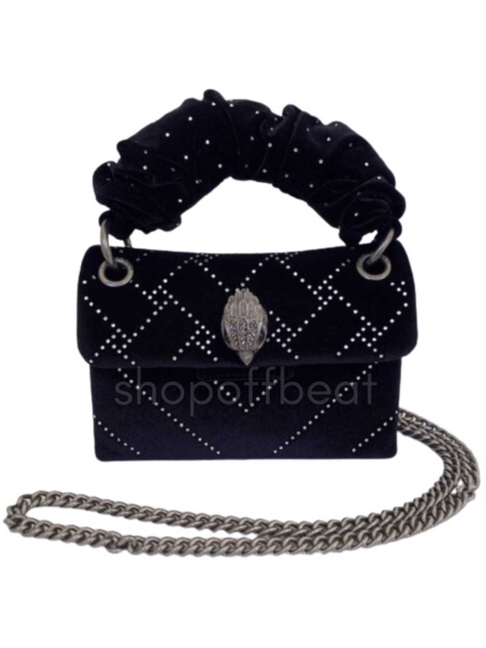 NEW Kurt Geiger Velvet Mini Kensington Bag Black